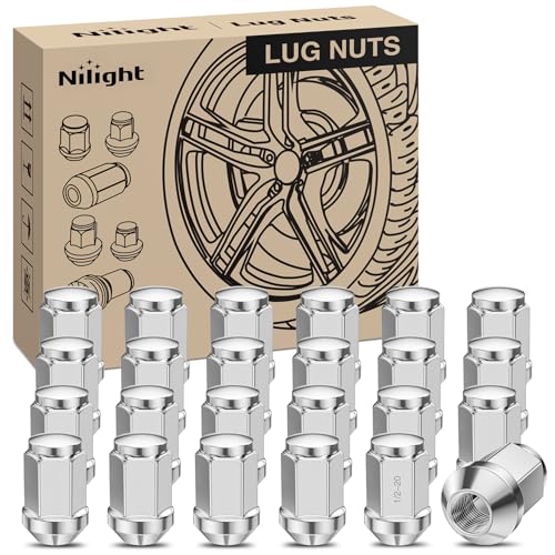 Nilight 24PCS 1/2-20 Lug Nuts Compatible with 1987-2017 Wrangler YJ TJ JK Silver 24PCS Jeep Wrangler 1987-2017 Ranger 1983-2011 1/2"-20