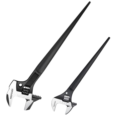 MAXPOWER 16" 4-in-1 & 10" Construction Spud Wrench Set, Tether Hole, Cr-V 10"+16"