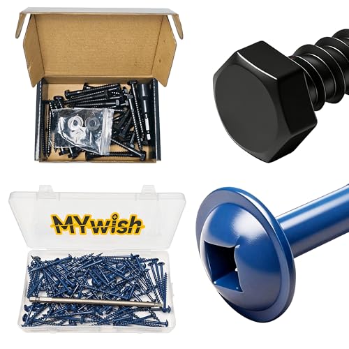 Mywish (40Sets) 1/4" x 2-1/2" Hex Head Lag Bolts & 100Pcs Pocket Hole Screws 2-1/2 Inch, Wood Screws #8 x 2-1/2" Washer Head Square Drive Self Tapping Pocket Screws, Lag Screws Wood Screws