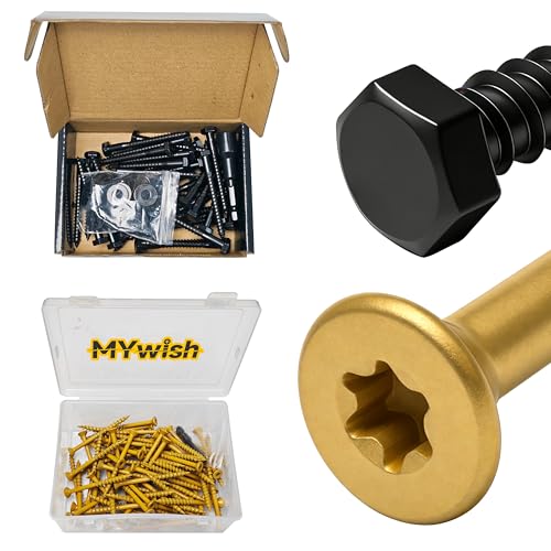 Mywish (40Sets) 1/4" x 2-1/2" Hex Head Lag Bolts & 77Pcs Wood Screws #10 x 2-1/2" 1lb Box, Deck Screws 2 1/2 Inch, T25 Torx Drive Head, Outdoor Construction Screws, Lag Screws Wood Screws