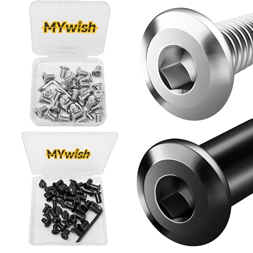 Mywish 30Pcs M8 x 12mm Flat Head M8x1.25 Bolt Hex Socket Cap Screws Bolts & M8 x 12mm 20Set Flat Head Hex Socket Cap Screws Bolts with Barrel Nuts, 304 Stainless Steel Furniture Bolts Full Thread