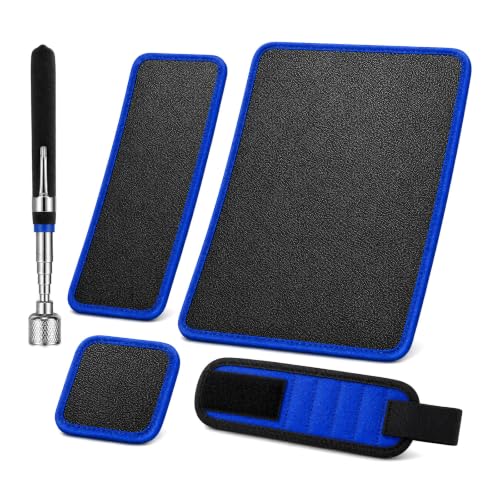 5-Piece Magnetic Tool Mat Set with Telescoping Pickup Tools, Blue