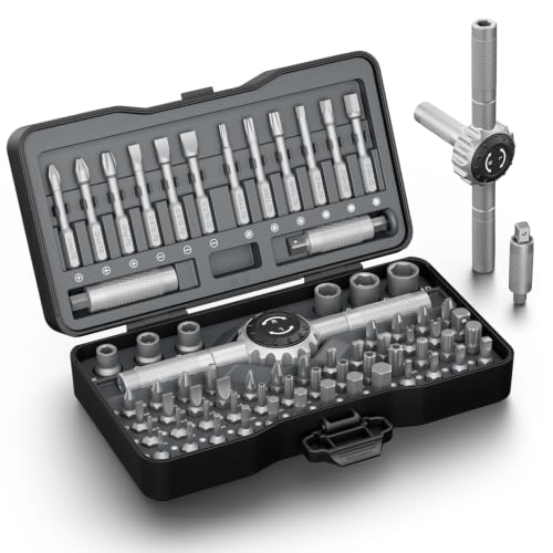 STREBITO 71 in 1 T-Handle Ratchet Screwdriver Set, Magnetic Screwdriver Set Black