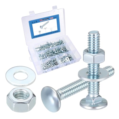 50Set 1/4"-20x1-1/2 Carriage Bolt Carbon Steel Blue-White 50