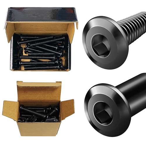 Mywish M8 x 70mm 20Pcs Flat Head Hex Socket Cap Screws Bolts & M8 x 50mm 20Set Flat Head Hex Socket Cap Screws Bolts with Barrel Nuts, 304 Stainless Steel Furniture Bolts Full Thread, Black Oxide
