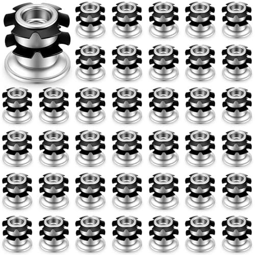 Shimeyao 40 Pieces Threaded Tube Inserts Compatible with 1 Inch Round 16 to 18 Gauge Tube, Thread: 3/8-16 for Furniture Carts Shelving Workbenches DIY Repair