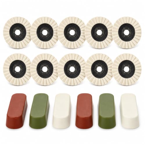 16-Pc Wool Felt Polishing Wheel Set for Angle Grinder, 4-1/2 in
