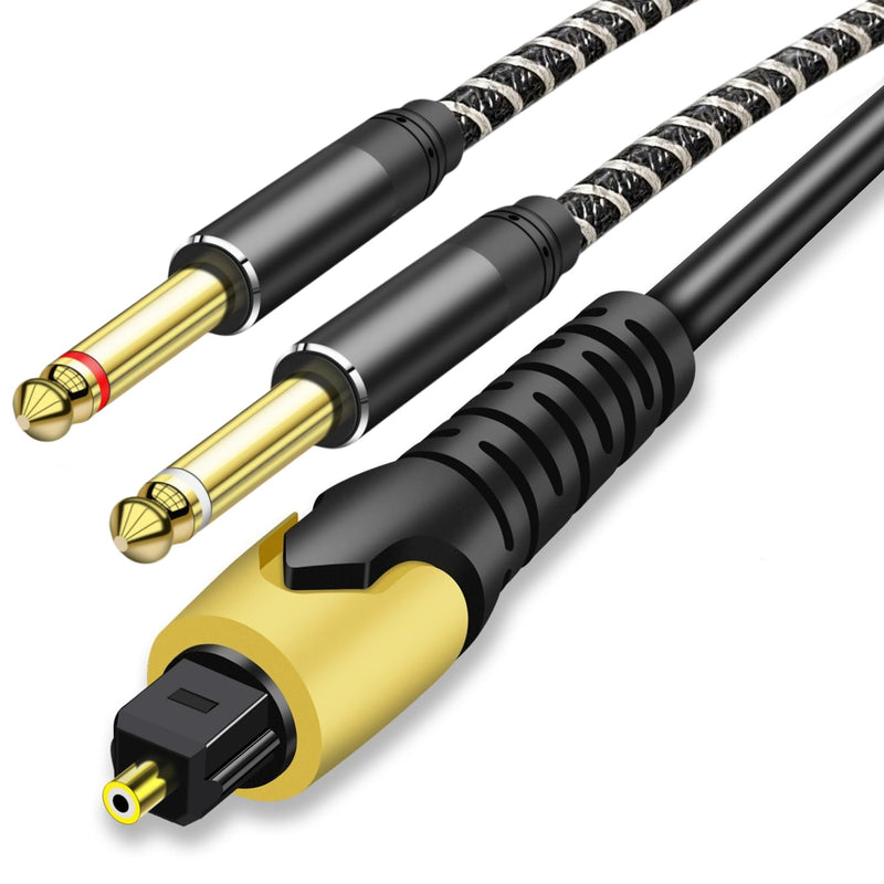 192KHz DAC Optical to Dual 6.35mm Converter,Optical Audio Cable to Dual 6.35mm 1/4" TS Mono Audio Adapter,Digital to Analog Audio Converter for HDTV,DVD,Set-top Boxes(O-ptical to 1/4" Only) Cable -6FT 6FT