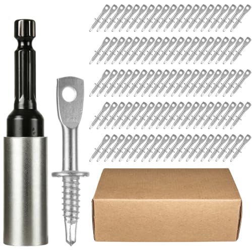 Eye Lag Screws for Wood Ceiling Wire, 100 Pcs with Driver Socket