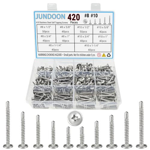 420Pcs #8/#10 Truss Head Self-Tapping Screws Kit, 410SS 420Pcs #8 #10 Truss Head