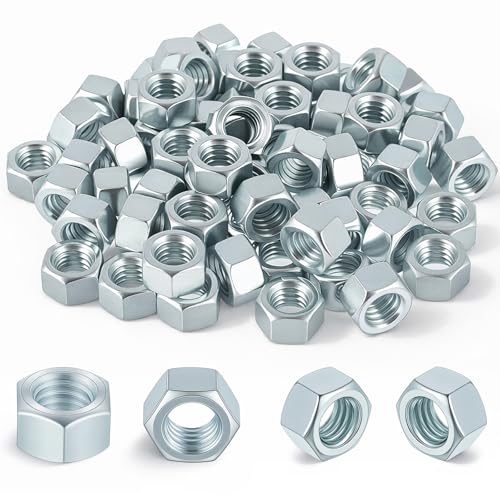 Yaocom 200 Pack 3/8''-24 Zinc Hex Nuts, Electro Galvanized Bright Silver