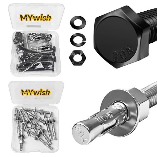 Mywish (10 Sets) 1/4-20 x 2 Hex Head Stainless Steel Bolts and Nuts & 1/4 x 2-1/4 Inch Wedge Anchors, 10Pcs 304 Stainless Steel Industrial 1/4 Heavy Duty Industrial Masonry Wdege Anchor Bolts for Bric