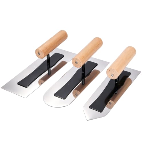 3-Pack Stainless Steel Venetian Plaster Japanese Finishing Trowels - Professional Art Paint & Plastering Hand Tools for Smooth Polished Walls