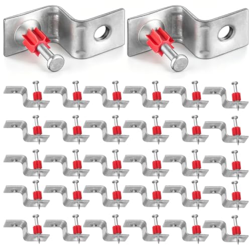 Hicarer 50 Pack 1/4-20 Threaded Rod Hangers with Pre-Assembled Drive Pins, Zinc Plated Z-Clips with Orange Flute Washer for Ceiling Concrete, Steel, Pro Grade for Electrical and HVAC 1/4-20 Inch