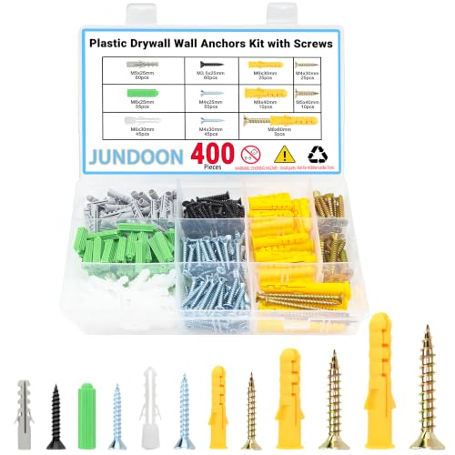 400Pcs Drywall Anchors & Screws Kit, 6 Sizes, Heavy Duty 400PCS 6-Sizes