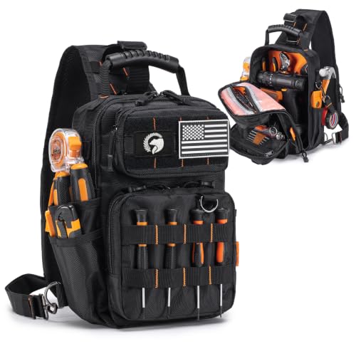 Tactical Electrician & HVAC Tool Chest Bag Small Tool Pouch 9L Black Orange