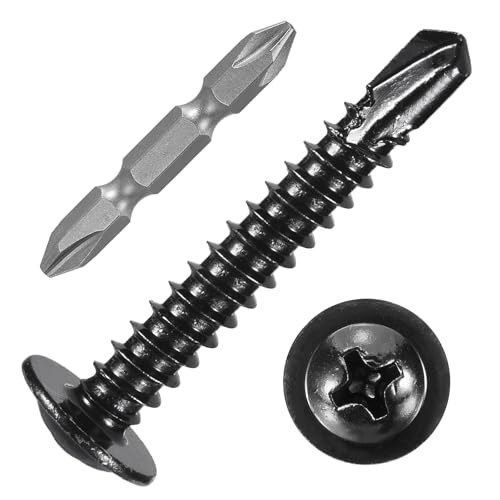 200Pcs #10x1-1/4 Self-Tapping Sheet Metal Screws w/ PH2 Black