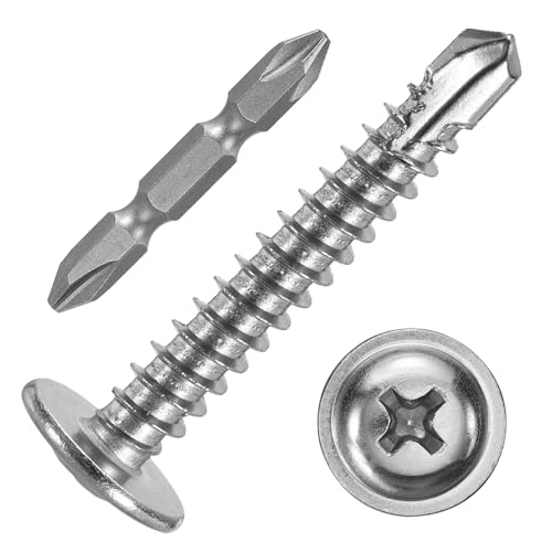 100Pcs #8x1-1/2 Sheet Metal Screws 410 Stainless Steel Silver #10x1-1/4" 200