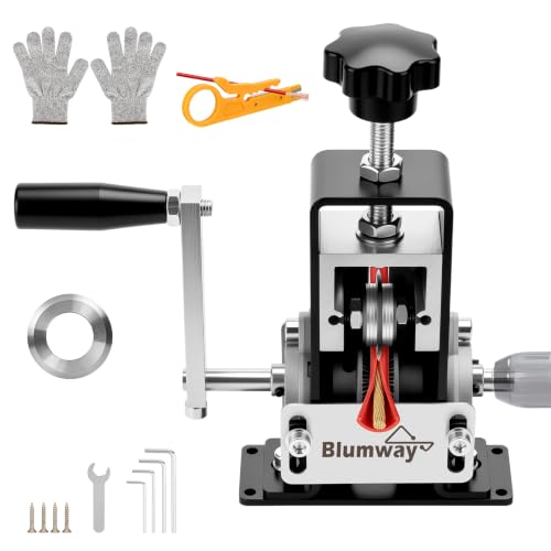 BlumWay Manual Wire Stripping Machine, 0.06-1" Gauge Wire, Drill/Hand Crank
