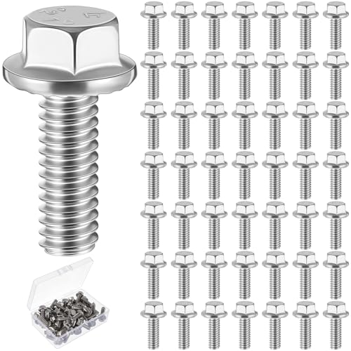 Zonon 50 Pcs 3/8-16 x 1-1/4 Inch Stainless Steel Flanged Bolts, Silvery 3/8-16 x 1-1/4''