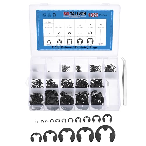 1050Pcs M1.5-M22 External Retaining Ring E Clip Snap Rings 1050