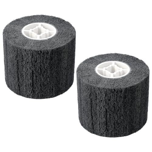 2 Pcs 60 Grit Polishing Drum, 4.7 x 4 Inches Abrasive Wire Drum for Paint Rust Removal, Burnishing Wheel Tool for Metal Wood Plastic Surface Conditioning, Polishing Stripping Tool
