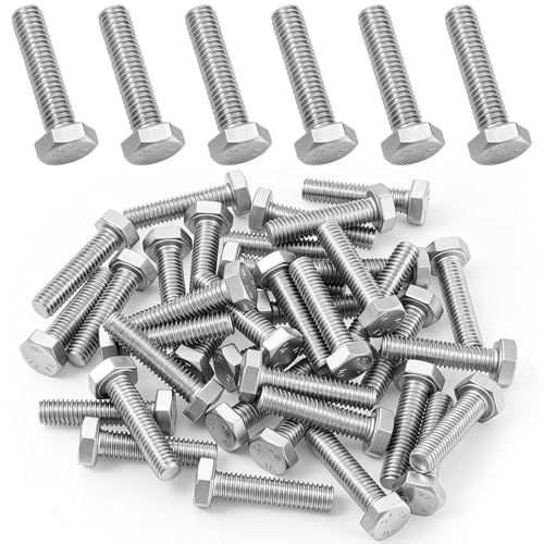 200 Pcs Hex Head Screw Bolt M6-1.0 x 25mm Stainless Steel 18-8 (304) External Hex Drive Fully Threaded Plain Finish Silver Machine Screws