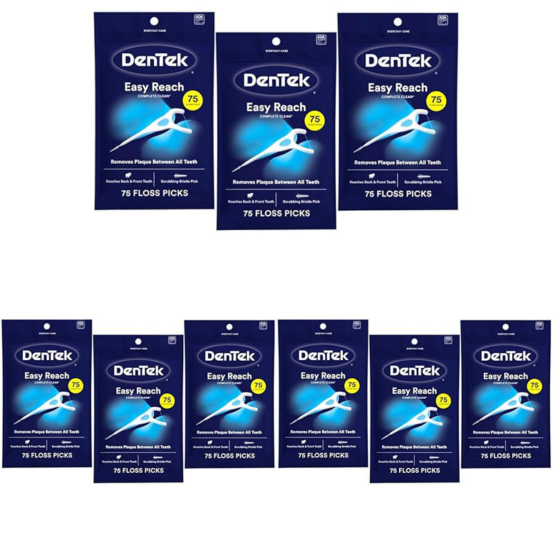 DenTek Complete Clean Easy Reach Floss Picks, No Break & No Shred Floss, 75-Count, 9 Pack 75 Count (Pack of 9)