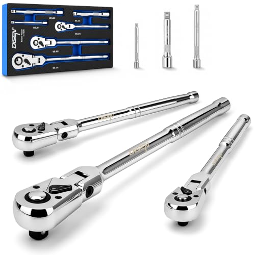 DISEN 6 Piece Flex-Head Ratchet Wrench Set with EVA Storage Case 72t Flex-head Ratchet 6pcs