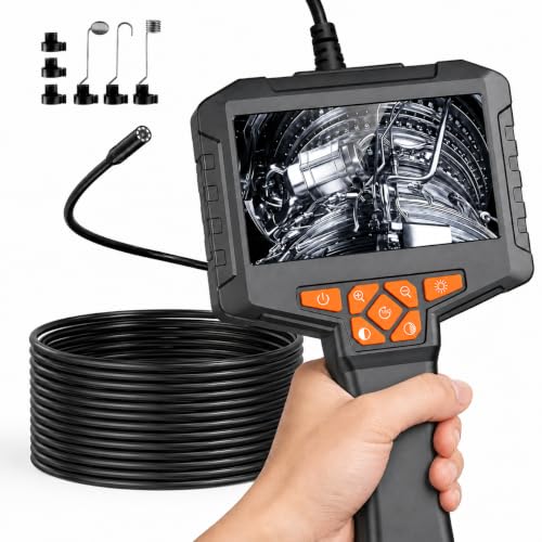 50FT Borescope Camera with Light, 4.3" Screen Inspection Camera, No WiFi 50FT 4.3" Single Lens