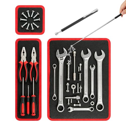 3‑Pack Magnetic Tool Mat Set, Flexible Magnet Mat Non‑Slip PVC