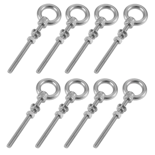 8Pcs Stainless Steel Ring Eye Bolts 5/16"-18 with Nuts, 4" Long 5/16"-18 x 4" 8