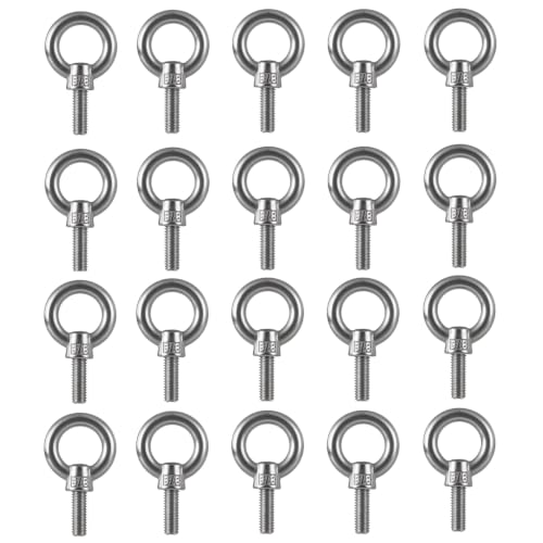 20 Packs Stainless Steel 304 Ring Eye Bolts 3/8"-16, 1" Long Thread 20 3/8"-16 x 1"