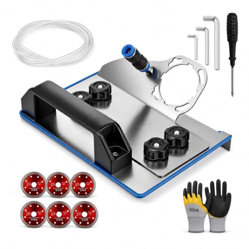 45 Degree Tile Chamfering Tool Kit, Angle Grinder Stand, 6 Diamond Blades