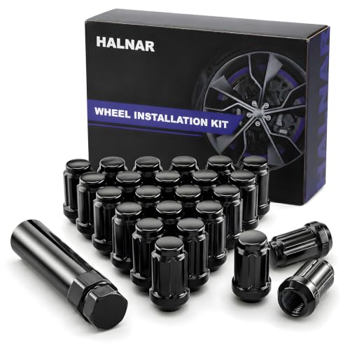 M12x1.5 Anti-Theft Spline Wheel Lug Nuts, 24-Pack with Socket