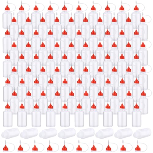 Zhehao 100 Pcs 30 ml/ 1 oz Precision Needle Tip Glue Applicator Bottle, Red