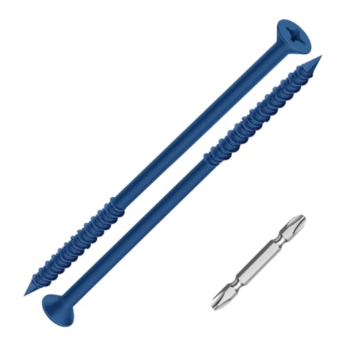 Mellewell 1/4" x 5" Blue Flat Head Concrete Screws, 50 PCS 1/4" x 5"
