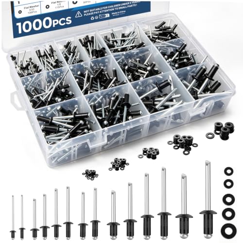 1000PCS Black Pop Rivets Aluminum Blind Rivets Assortment Kit 1000pcs