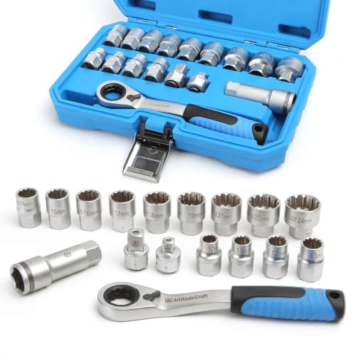 17-Piece Metric Pass-Through Socket Set for Long Studs