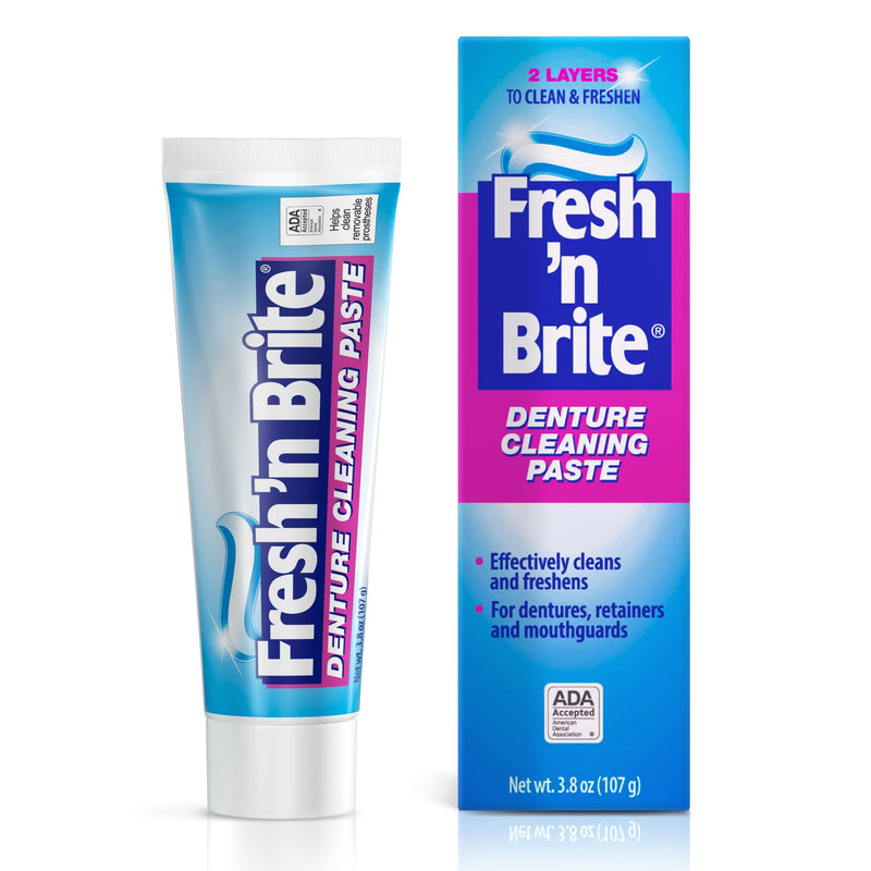 Fresh 'n Brite Denture Cleaner Paste, ADA Accepted Dual Action Formula for Fresh Breath & Gentle Care of Dentures, 1 Count (Pack of 6) 3.8 Ounce (Pack of 6)
