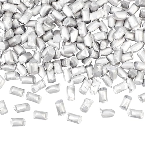 BENECREAT 371pcs/1000g 0.75x0.39x0.39inch High Purity Aluminum Pellets, 99.6% Pure Aluminum Granules, Raw Aluminum Ingots Silver Color for Casting and Jewelry Making