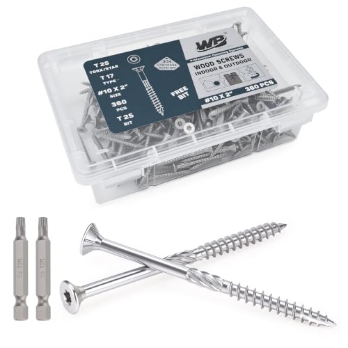#10x2 inch Stainless Steel Deck Screws 360 PCS Wood Screws with T25 Bit #10*2"-360pcs