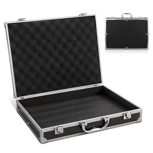 SEWACC Lockable Aluminum Alloy Tools Case Multifunctional Medicine Cosmetics Carrying Case Portable Storage Box for Travel Home Black