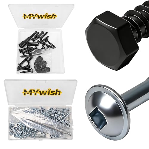 Mywish (20Sets) 1/4" x 1-1/4" Hex Head Lag Bolts & 100Pcs 1-1/4 Pocket Hole Screws, Wood Screws #8 x 1-1/4" Washer Head Square Drive Self Tapping Pocket Screws, Lag Screws Wood Screws
