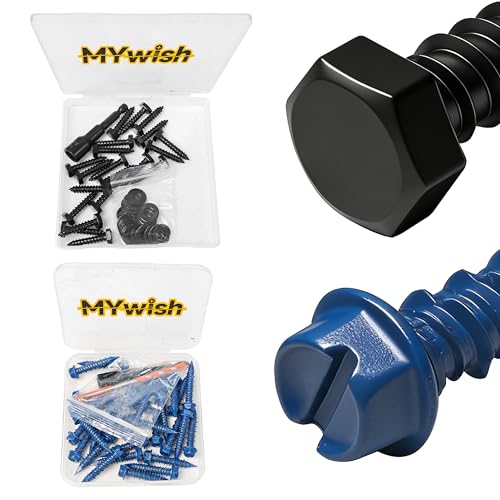 Mywish (20Sets) 1/4" x 1-1/4" Hex Head Lag Bolts & 30Pcs Concrete Screws 1/4 x 1-1/4", Slotted Hex Washer Head Masonry Screws Anchor Kit with 3/16 Drill Bit, Stucco Screws, Self Tapping Screws, Lag
