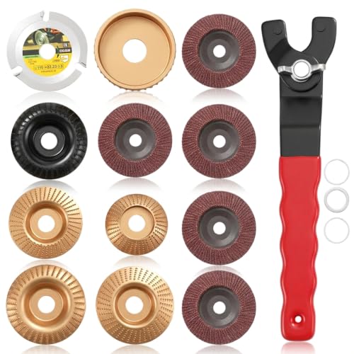 16 PCS Angle Grinder Polishing Pad Sanding Disc, Wood Carving Disc Set