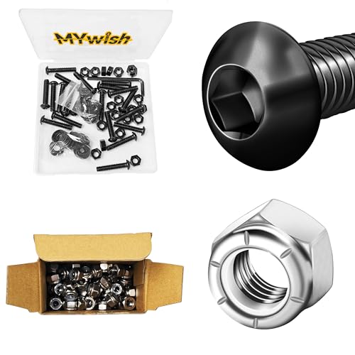 Mywish (20Sets) 1/4-20 Bolt x 1-1/4" Button Head Socket Cap Screws & 120Pcs 1/4-20 Lock Nuts, 304 (A2-70) Stainless Steel Nylon Insert Locknuts, Nuts and Bolts Assortment Kit