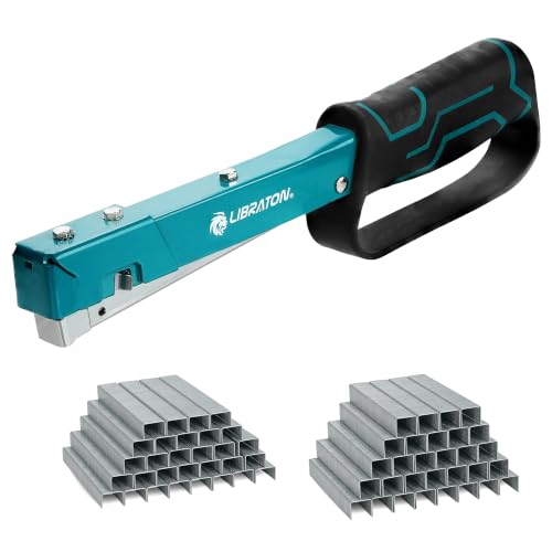 LIBRATON Heavy Duty Hammer Tacker with 6000 Staples JT21/No53(5/16" & 3/8")