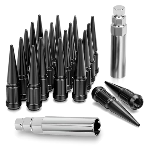 DYNOFIT M12x1.5 Black Spike Lug Nuts with 2 Chrome Socket Key