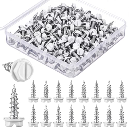 Shimeyao 1000 Pack #8 x 1/2" White Painted Self Drilling Screws, Hex Washer Head Self-Tapping Sheet Metal Screws, Corrosion Resistant Fasteners for Roofing, Siding, HVAC and Construction